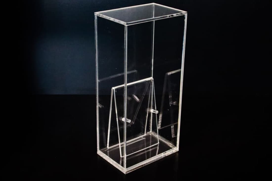 Clear acrylic display case and brochure holder box